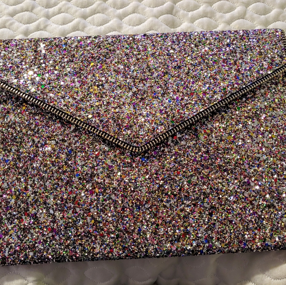 Rebecca Minkoff glitter clutch